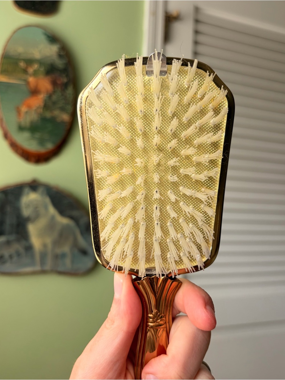Vintage Decorative Ornate Eclectic Gold Hand Mirror - Elegant Floral Design - Picture 6 of 9